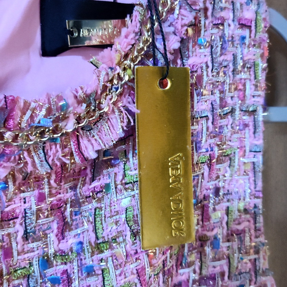 Alexia Admor Pink and Gold Tweed Dress